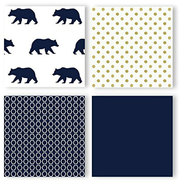 Gold and White Musical Baby Crib Mobile for Big Bear Collection by Sweet Jojo Designs Navy Blue